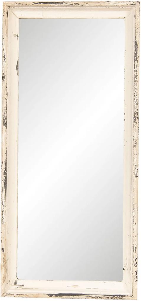 Vintage nástenné zrkadlo v krémovom ráme s patinou - 24*4*57 cm