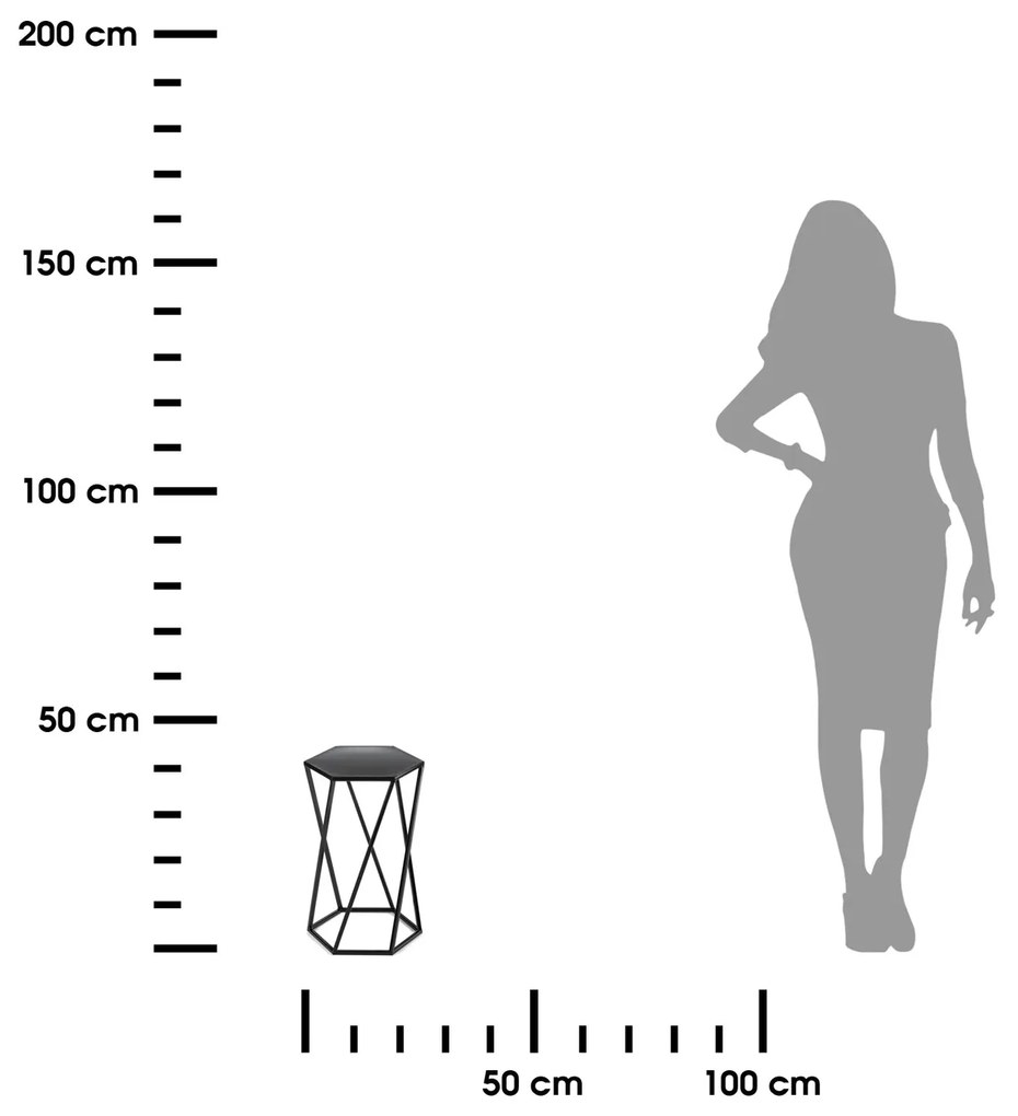 STOJAN NA KVETINÁČ HEXAGON 40X24X27 CM ČIERNA