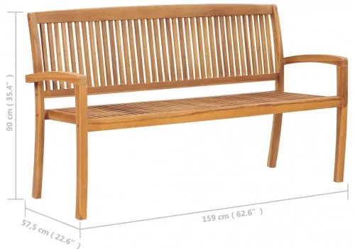vidaXL Stohovateľná záhradná lavička s podložkou 159 cm tíkový masív-