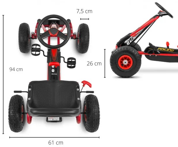Šlapacia motokára Thor červená