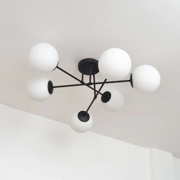 Prisadený luster MOON 6xE27/15W/230V čierna