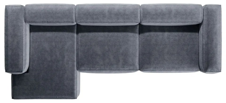 Sivomodrá menčestrová rohová pohovka (ľavý roh/s leňoškou) Bergano – Cosmopolitan Design