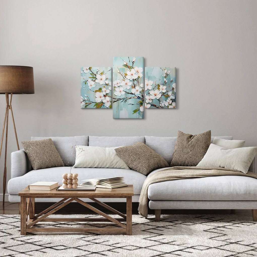 Obraz - Maľba, kvitnúce vetvy stromu (90x60 cm)