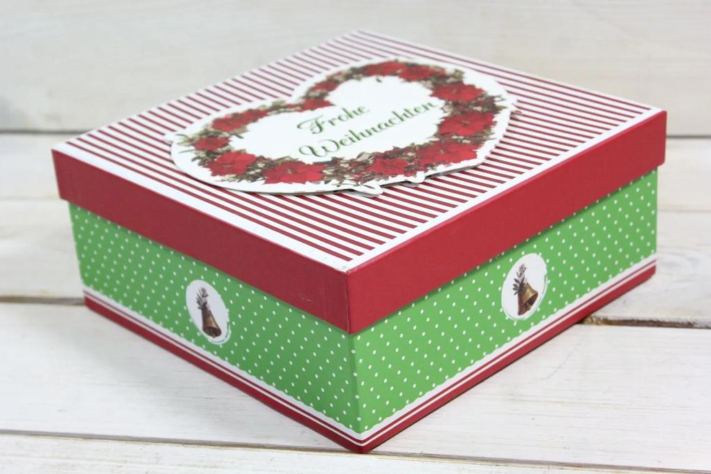 Ozdobná krabica "FROHE WEIHNACHTEN" (17,5x7,5x17,5 cm) 2. - vianočný