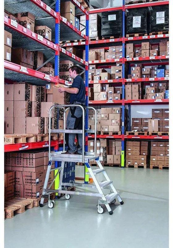 Zarges Hliníkový pojazdný rebrík s plošinou, 8 priečok, výška plošiny 1,92 m