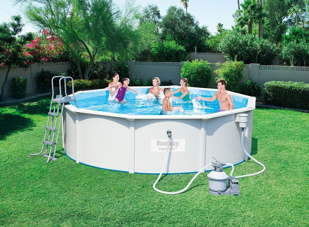 BESTWAY Hydrium rodinný oceľový bazén 460 x 120 cm + piesková filtrácia a schodíky 56384
