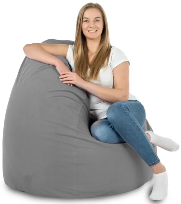 Plyšový sedací vak SAKO oceľový