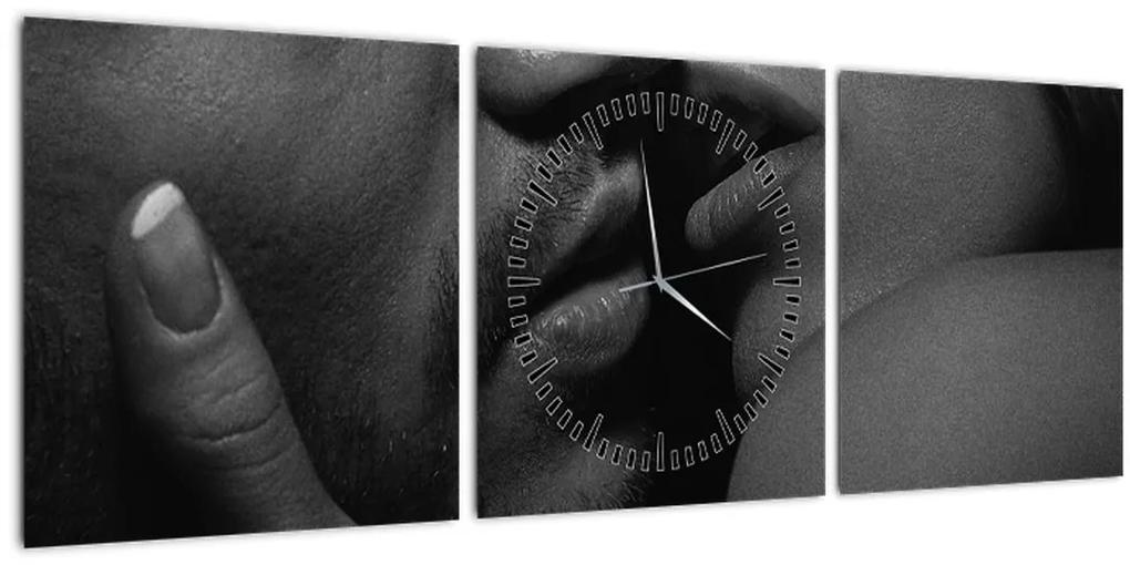 Obraz - Bozk, čiernobiela fotografia (s hodinami) (90x30 cm)