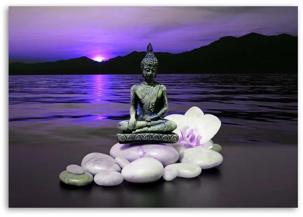 Obraz na plátně Buddha Purple Zen Stone - 100x70 cm