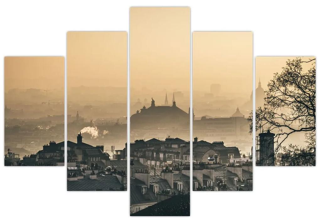 Obraz - Mesto pod hmlou (150x105 cm)