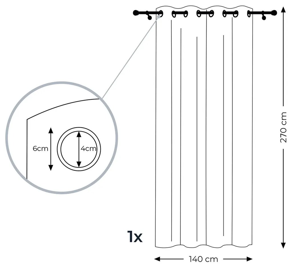 Záclona AmeliaHome MEADOW EYELETS 140x270 cm biela s potlačou