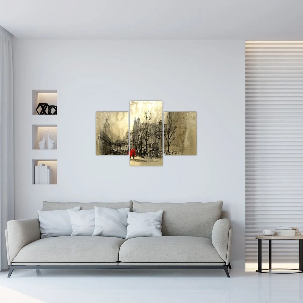 Obraz - Skica mestečka (90x60 cm)
