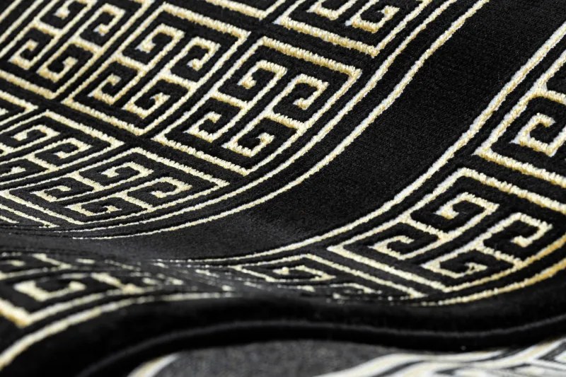 Dywany Łuszczów, Koberec behúň Gloss 6776 86 greek black/gold, 60x300, žltá, kancelária