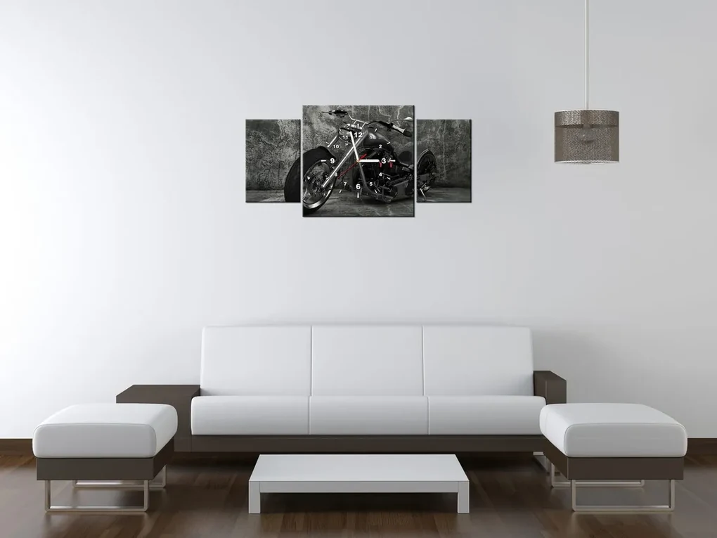 Gario Obraz s hodinami Chopper - 3 dielny Rozmery: 80 x 40 cm