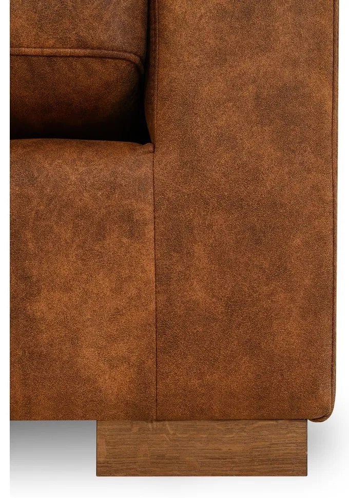 Koňakovohnedá rohová pohovka z imitácie kože (ľavý roh) Hamburg – Scandic