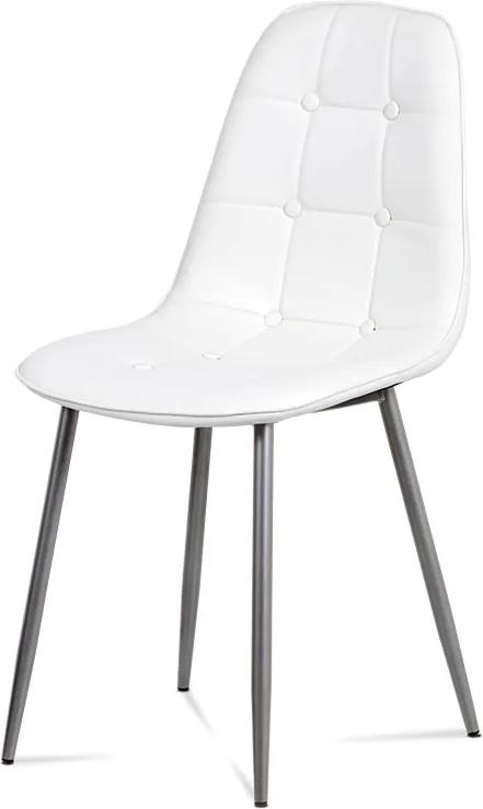 jedálenská stolička lakované kovové nohy/ sedák ekokoža biela