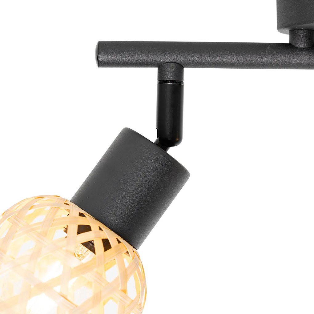 Orientálne bodové svetlo čierne s bambusom 2-svetlo - Rayan