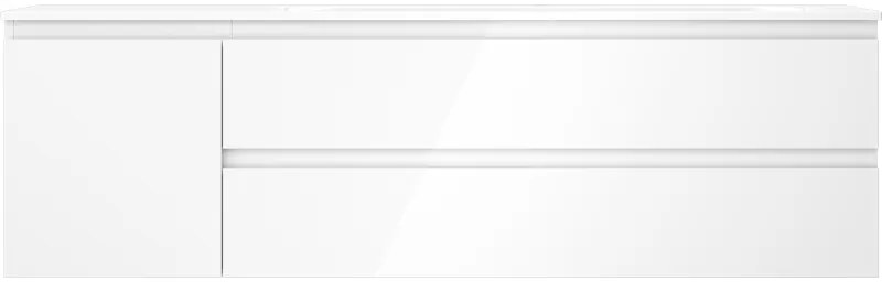 Mexen Orio, kúpeľňová skrinka 160 cm s pravým umývadlom Vela, 2S, 1D, biela lesklá, 91A13-16047-3-BBFFF00-W23P00