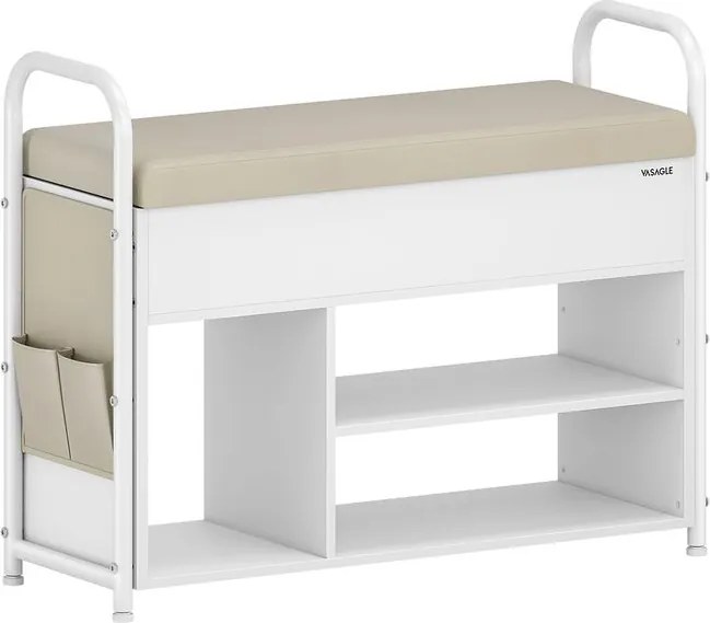 VASAGLE LSB052W01 botník s čalúnenou lavicou a úložným priestorom