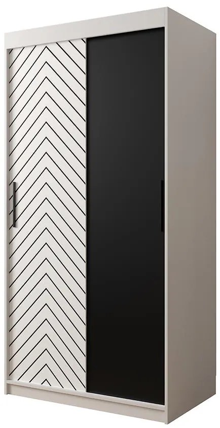 Skriňa Jodełka 100 biely/biely/čierna