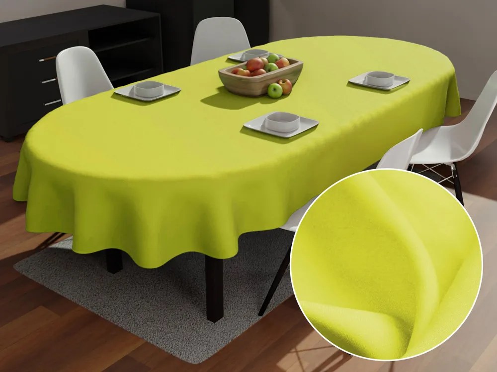 Biante Dekoračný oválny obrus Rongo RG-026 Žltozelený 140x220 cm