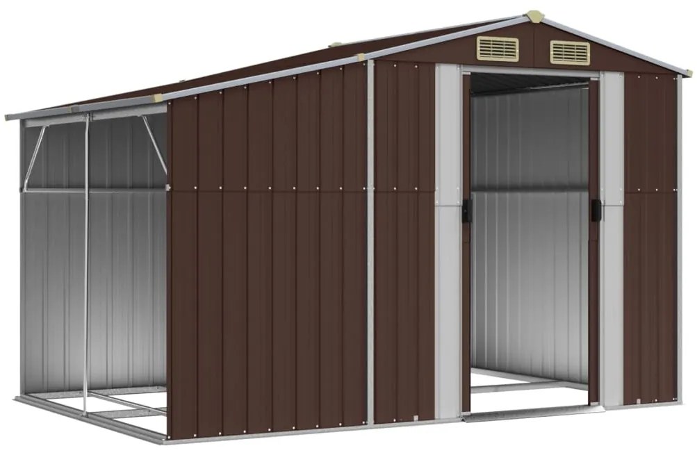 Záhradná kôlňa hnedá 277x192,5x179 cm pozinkovaná oceľ