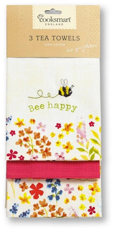 Bavlnené utierky v súprave 3 ks 45x65 cm Bee Happy – Cooksmart ®