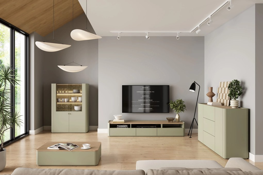 TV skrinka Elivo 200 cm - eukalyptus / dub baltic dune