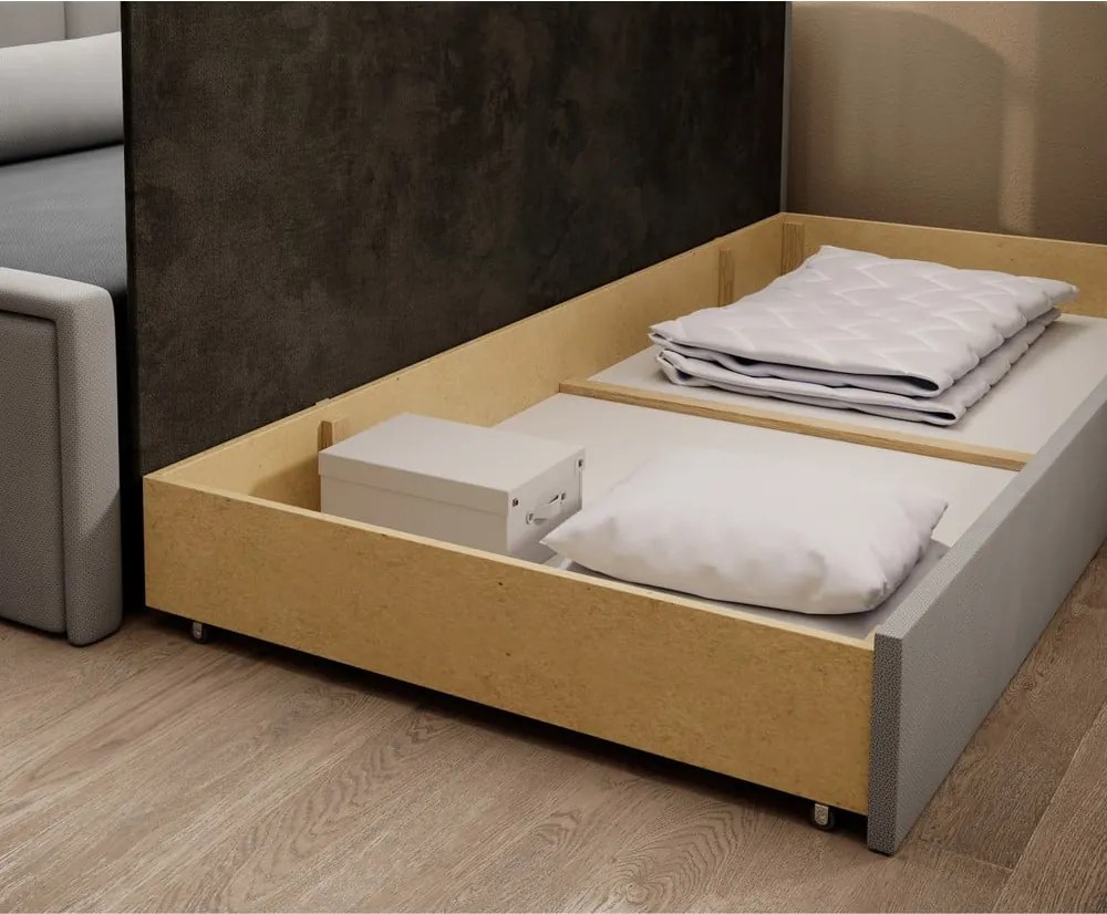 Sivá ženilková rozkladacia/s úložným priestorom pohovka 214 cm Fulgeo – ELTAP