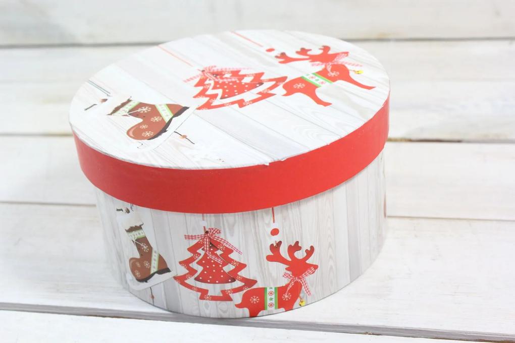 Vianočná darčeková krabica - červený sobík (p. 17 cm, v. 9 cm)