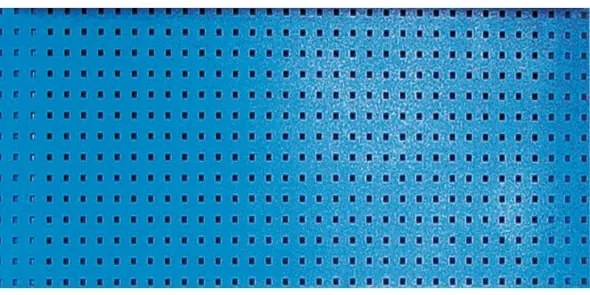 Perforovaný zadný panel na náradie k pracovným stolom GÜDE, otvory 10 x 10 mm, rozstup 38 x 38 mm, modrý
