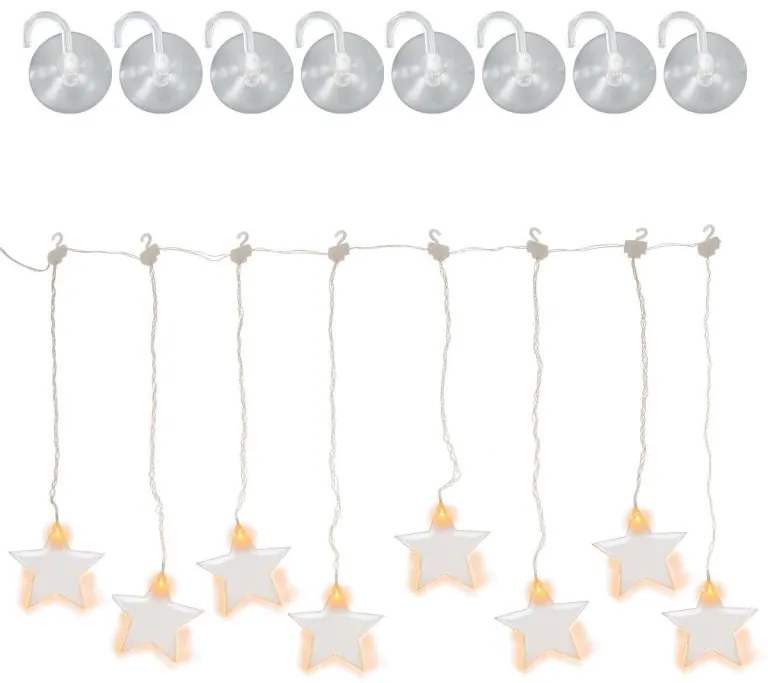 Svetelný záves Hviezdy, 8 LED, teplo biela
