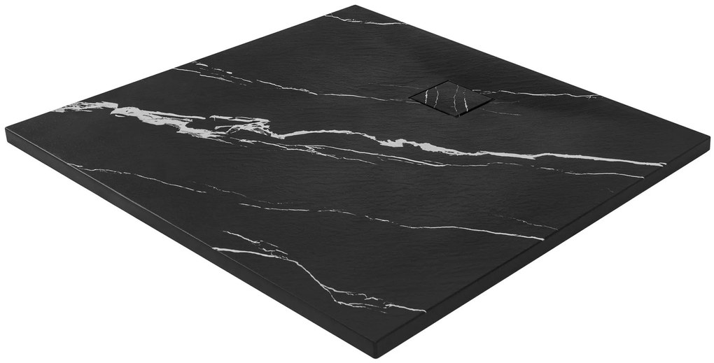 Rea Magnum Carrara, SMC sprchová vanička 90x90, čierna-kamenný vzor, REA-K7008