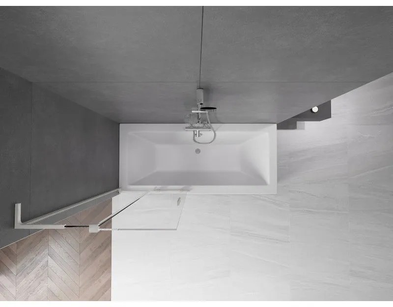 Mexen Velar L, 2-krídlová posuvná vaňová zástena 80 x 150 cm, 8mm číre sklo, brúsená oceľ, 896-080-003-01-97