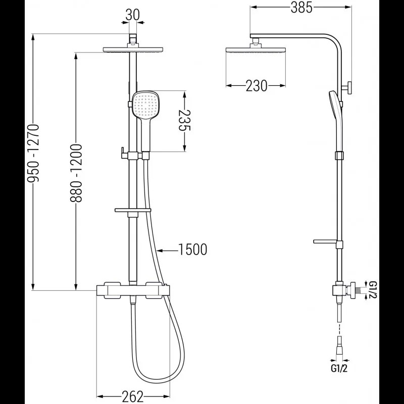 Mexen - CQ33 sprchový set s termostatickou batériou Cube, čierna, 772503395-70