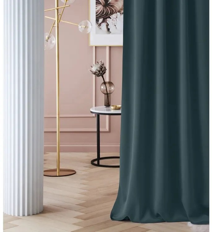 Elegantný petrolejovo zelený zatemňujúci záves na riasiacu pásku 140 x 280 cm