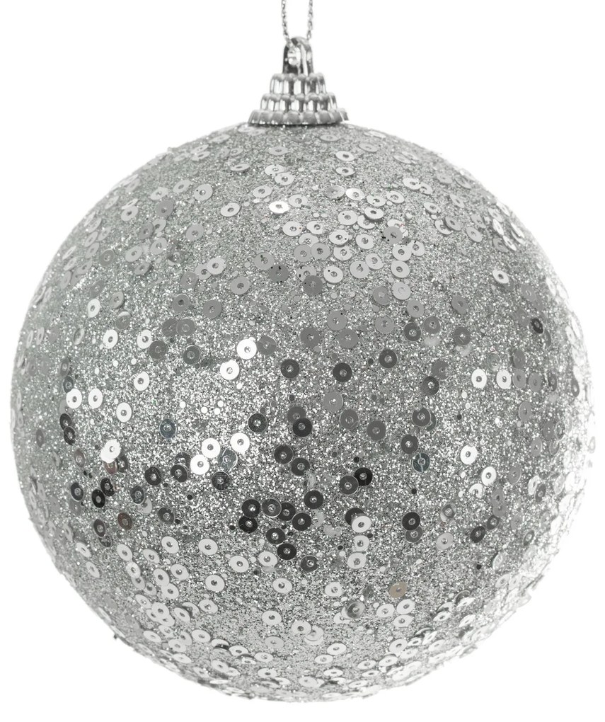 VIANOČNÁ BANKA NA STROMČEK SADA 4 KS (FI) 10 CM STRIEBORNÁ