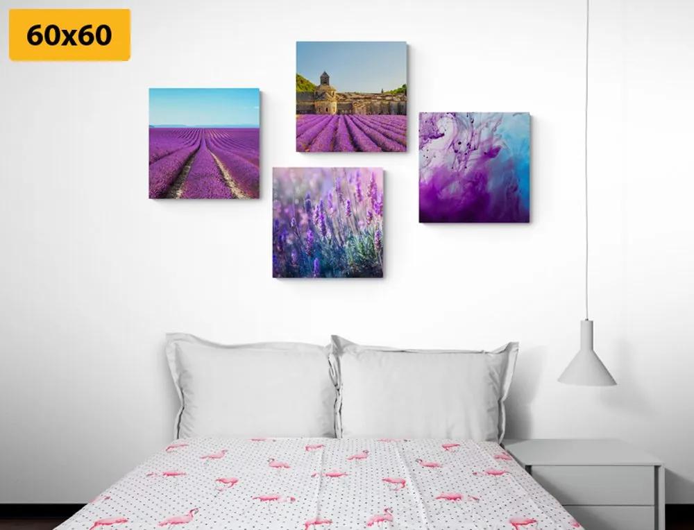 Set obrazov levanduľa s abstrakciou Varianta: 4x 60x60