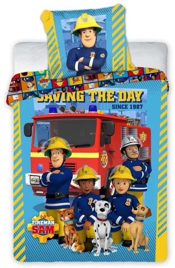 Detské bavlnené obliečky Požiarnik Sam 100x135 cm