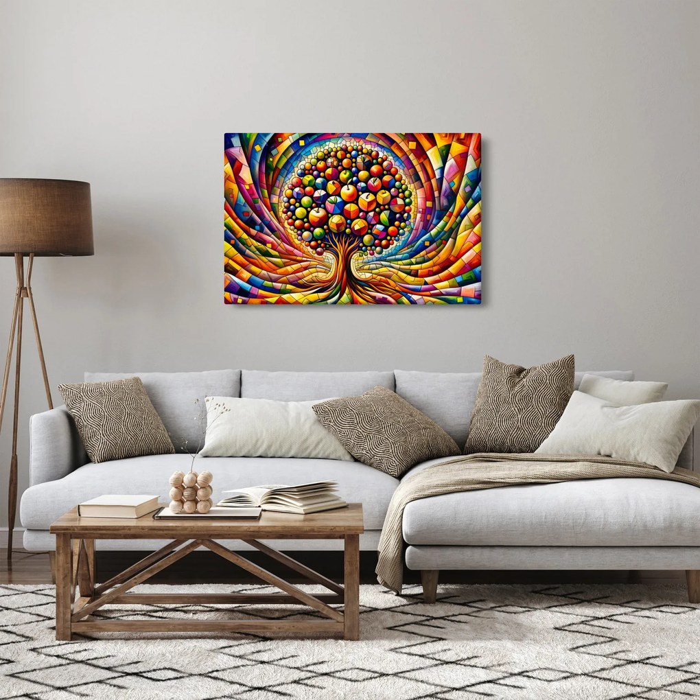 Obraz – Farebný strom s jablkami (90x60 cm)