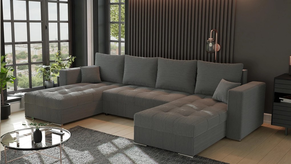 Rohová sedačka Josie U (sivá). Akcia -21%. Vlastná spoľahlivá doprava až k Vám domov. 1133171