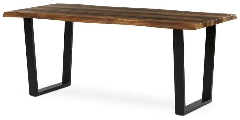 Stůl jídelní, 180x90x75 cm, MDF, kov, Old wood, černá