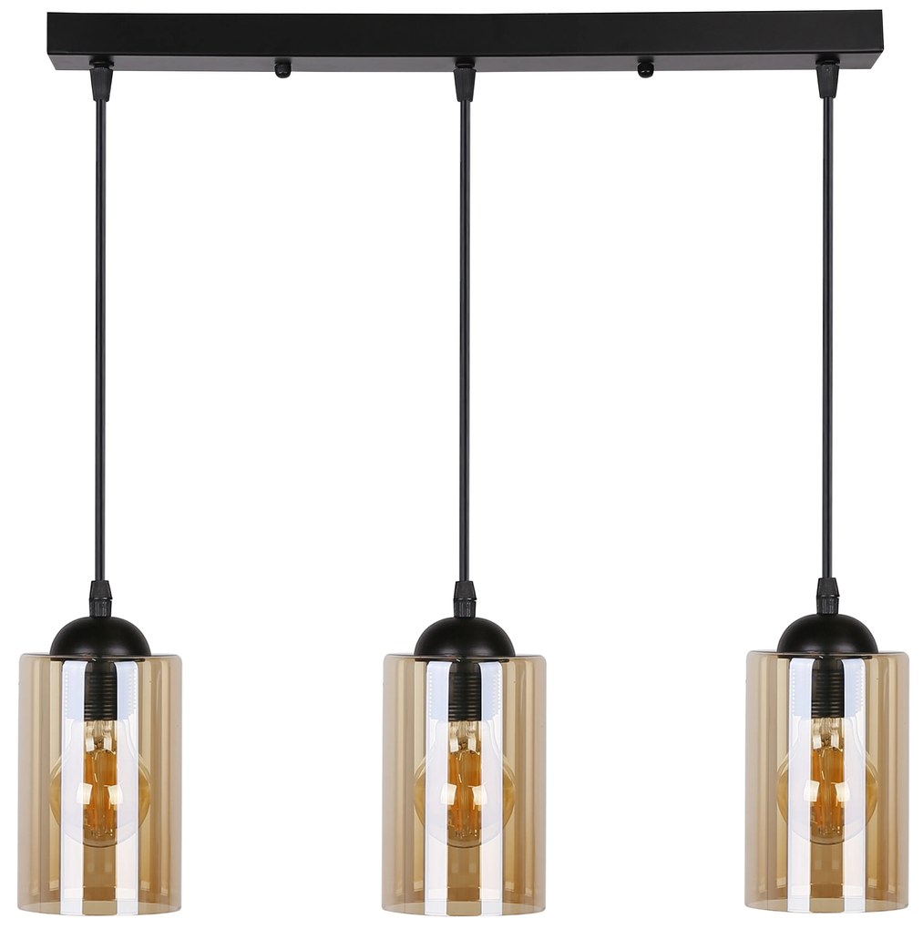 Candellux Čierno-hnedý závesný luster Bistro pre žiarovku 3x E27 33-00545