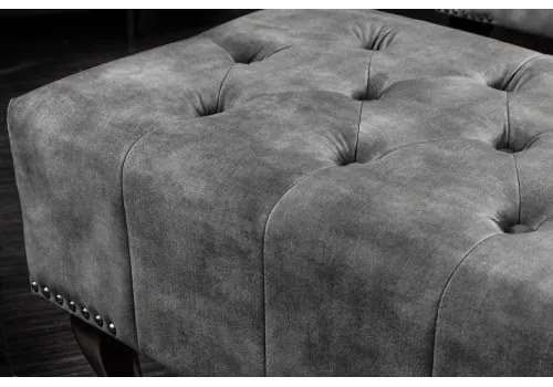 Taburetka 43521 Chesterfield Zamat šedá - Komfort-nábytok