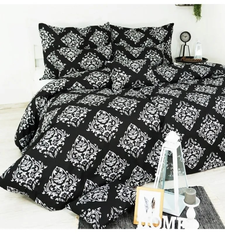 Obliečky Ornament čierny EMI, Predĺžený set jednolôžko obsahuje 1x 140x220 + 1x 70x90