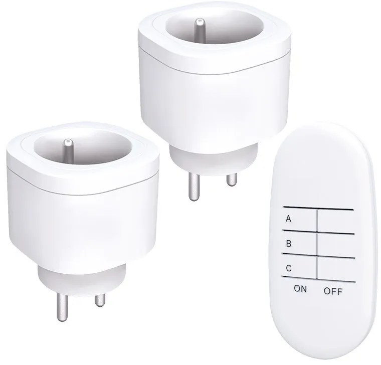 SOLIGHT Diaľkovo ovládané zásuvky set 2 zásuvky + 1 ovládač Learning Code 3000W/13A