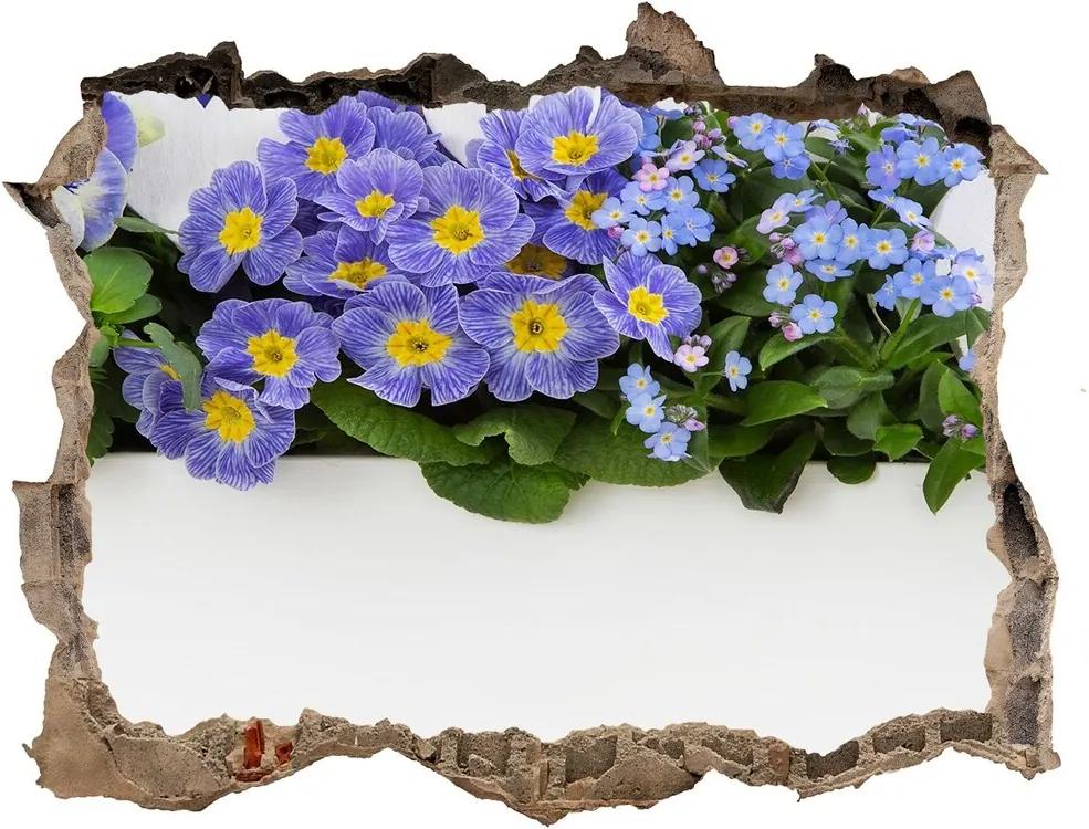 Nálepka 3D díra na zeď Modré květiny WallHole-95x64-kamien-99973378