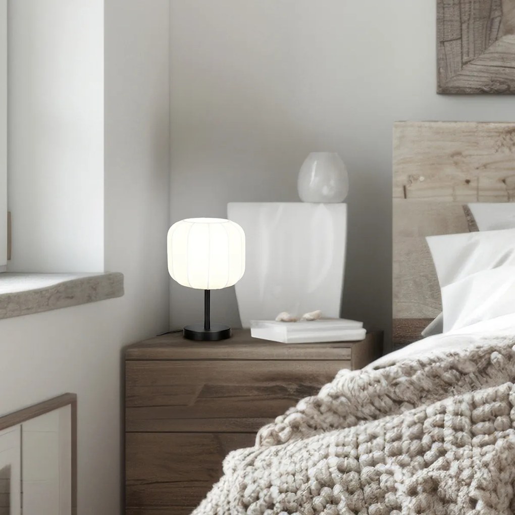 Japandi stolná lampa čierna s bielou - Madleine