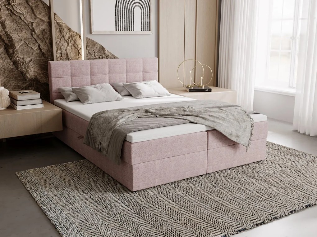 Čalúnená posteľ 180x200 ELSIE 2 s úložným priestorom - ružová