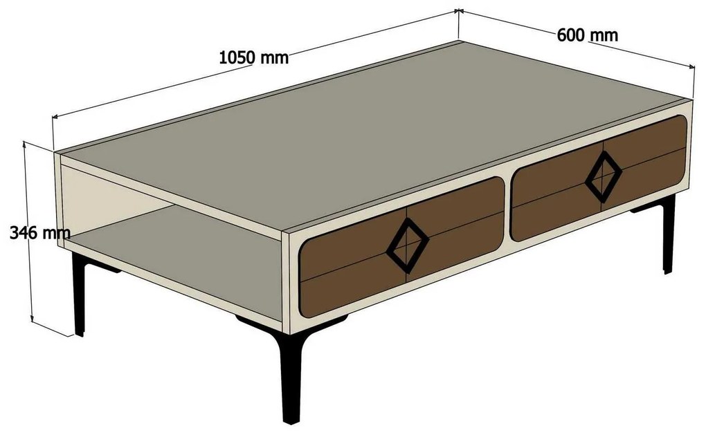 Konferenčný stolík Simba (orech + krémová). Vlastná spoľahlivá doprava až k Vám domov. 1089496
